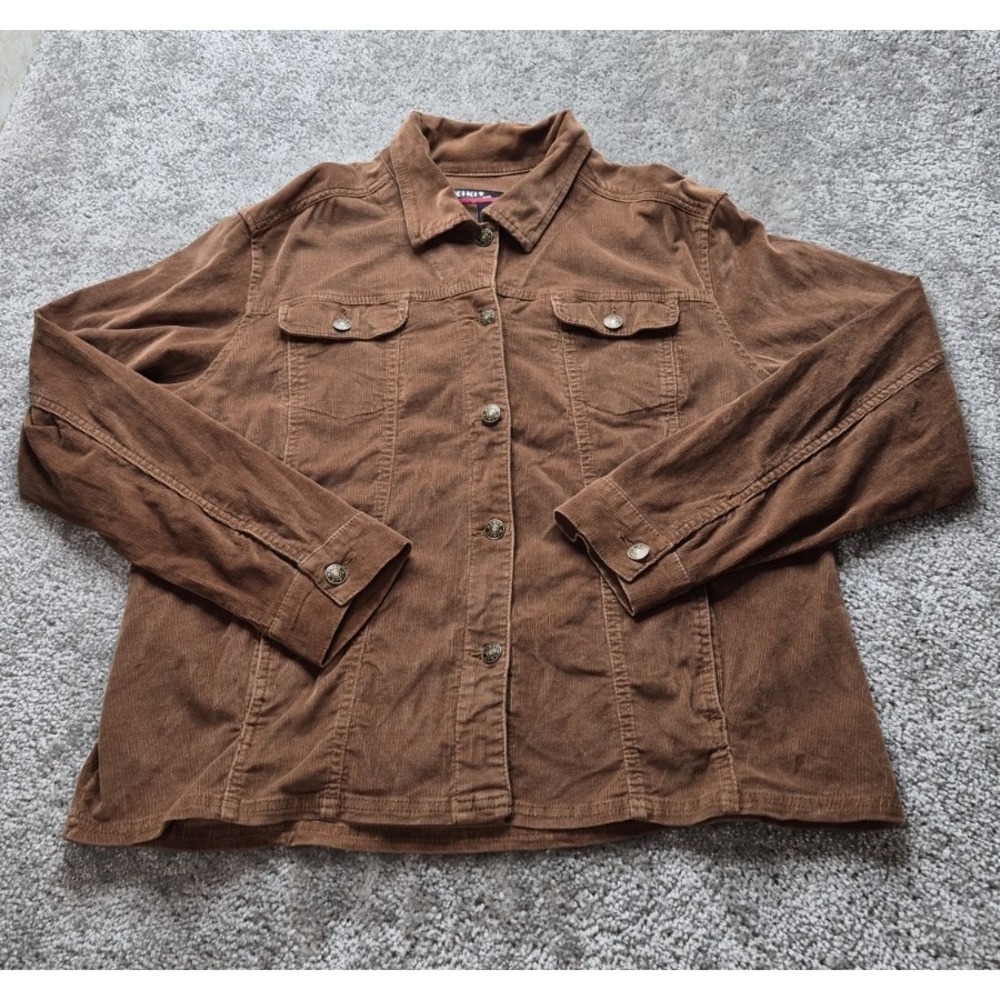Kikit Jeans Brown Corduroy Jacket Womens SZ XL Y2K
